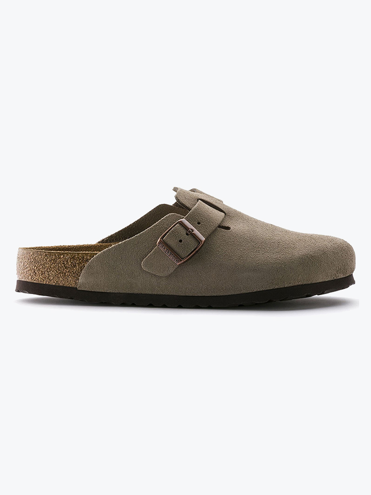 Birkenstock Birkenstock - Boston Suede Narrow Leather Taupe - Schoenen - Unisex Grijs Schoenen
