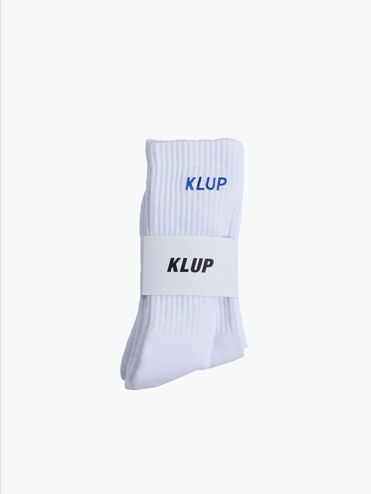 KLUP KLUP - Bold Logo Socks 2-pack Wit/Blauw - Sokken - Unisex Wit Sokken