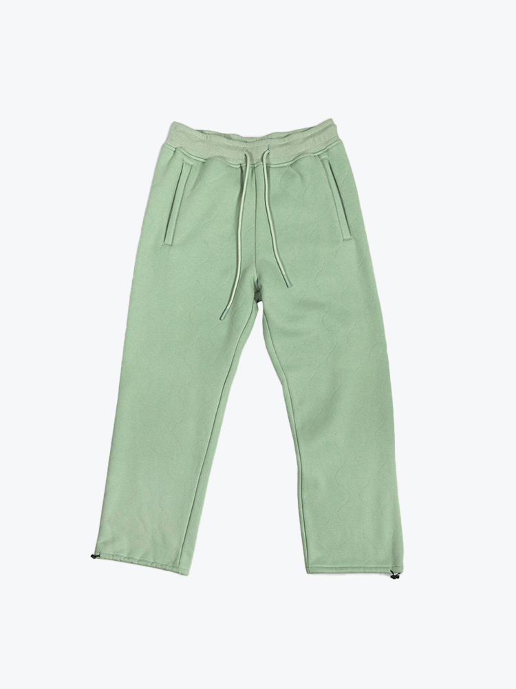 Pleasures Pleasures - Wave Quilted Easy Pants Matcha - Broeken - Heren Groen Broeken