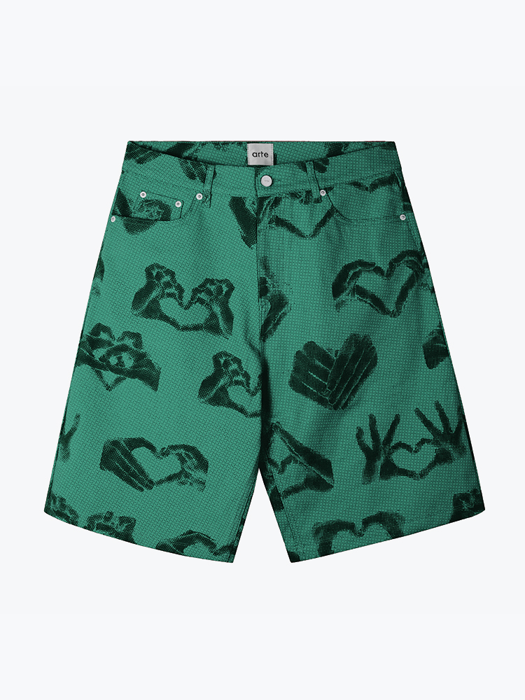Arte Antwerp Arte Antwerp - Hand Heart Shorts Green - Shorts - Heren Groen Shorts