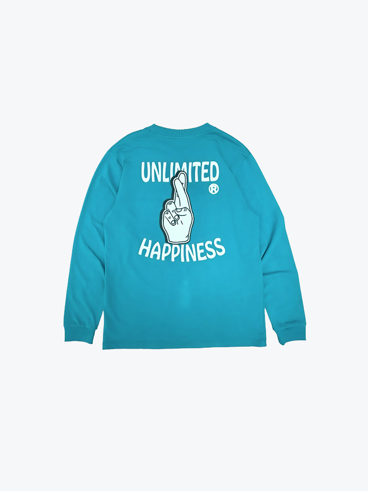 Nowadays Magazine Nowadays Magazine - NM Fingers Crossed Longsleeve Petrol - T-Shirts - Heren Blauw T-Shirts