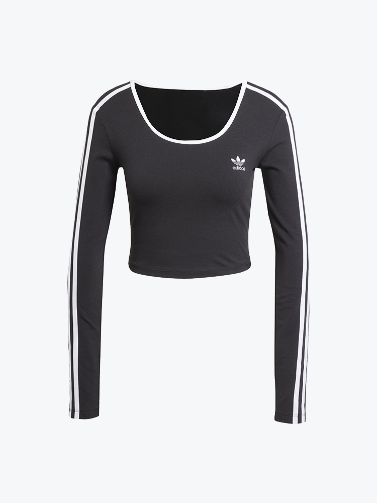 Adidas Adidas - 3S Ls Crop Black - T-Shirts - Dames Zwart T-Shirts