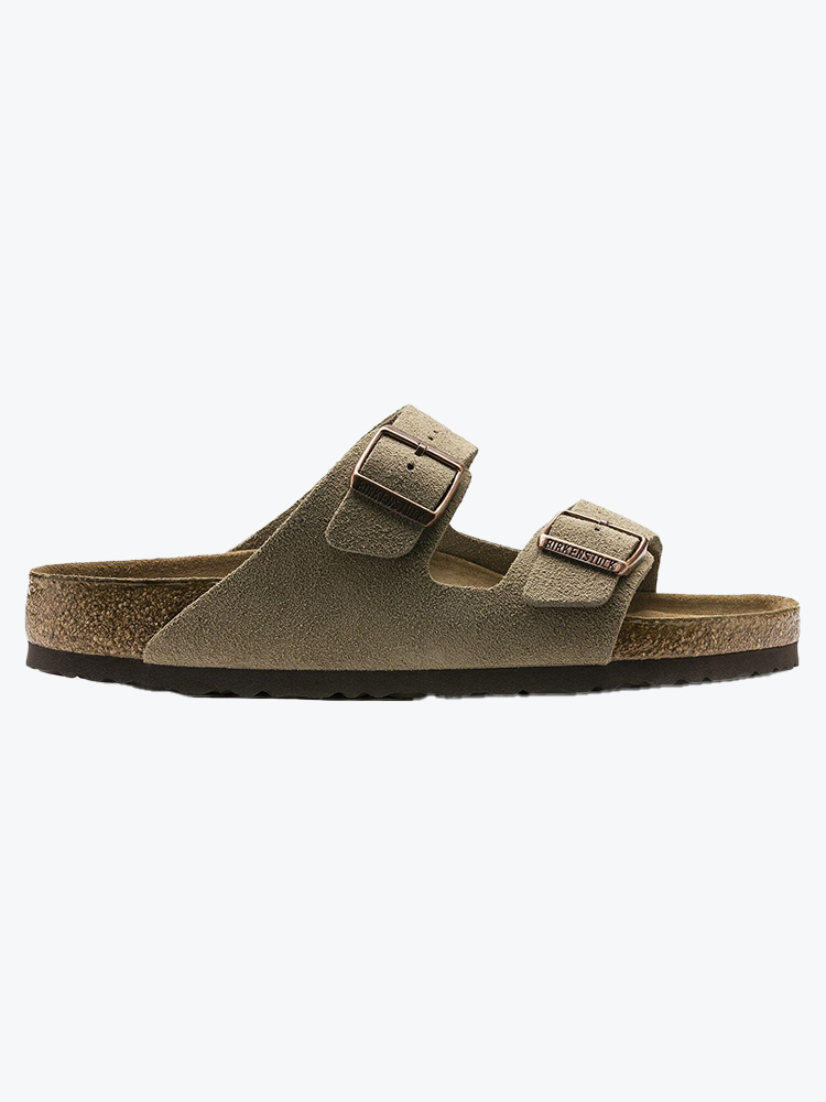 Birkenstock Birkenstock - Arizona Soft Footbed Narrow Suede Leather Taupe - Schoenen - Unisex Bruin Schoenen