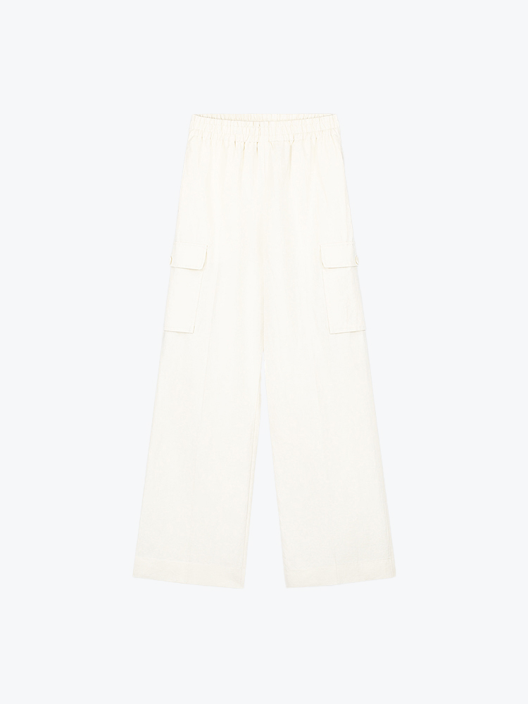 OLAF Olaf - Cotton Linen Cargo Pants Off-White - Broeken - Dames Beige Broeken