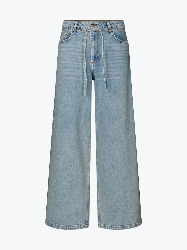 Modström Modstrom - Isoldemd solid pants Blue beige wash - Broeken - Dames Blauw Broeken