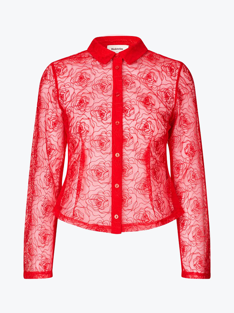 Modström Modstrom - Roccomd shirt Racing Red - Blouses - Dames Rood Blouses