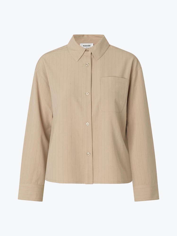 Modström Modstrom - Sarahmd shirt Powder Sand Pink Stripe - Blouses - Dames Roze Blouses
