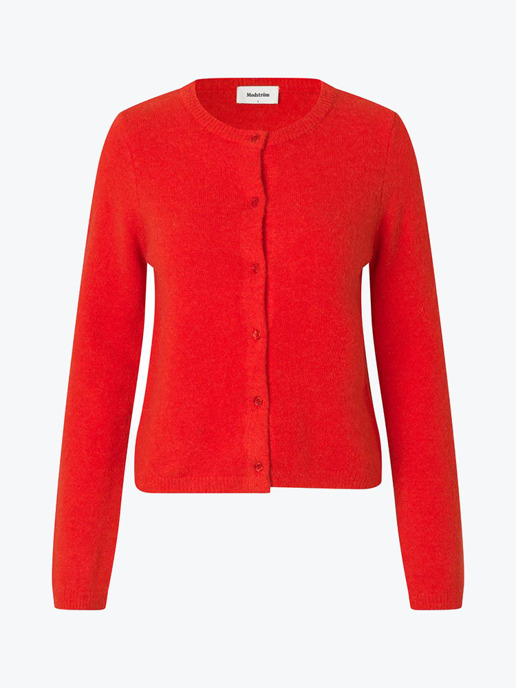 Modström Modstrom - Treemd short cardigan Racing Red - Truien - Dames Rood Truien