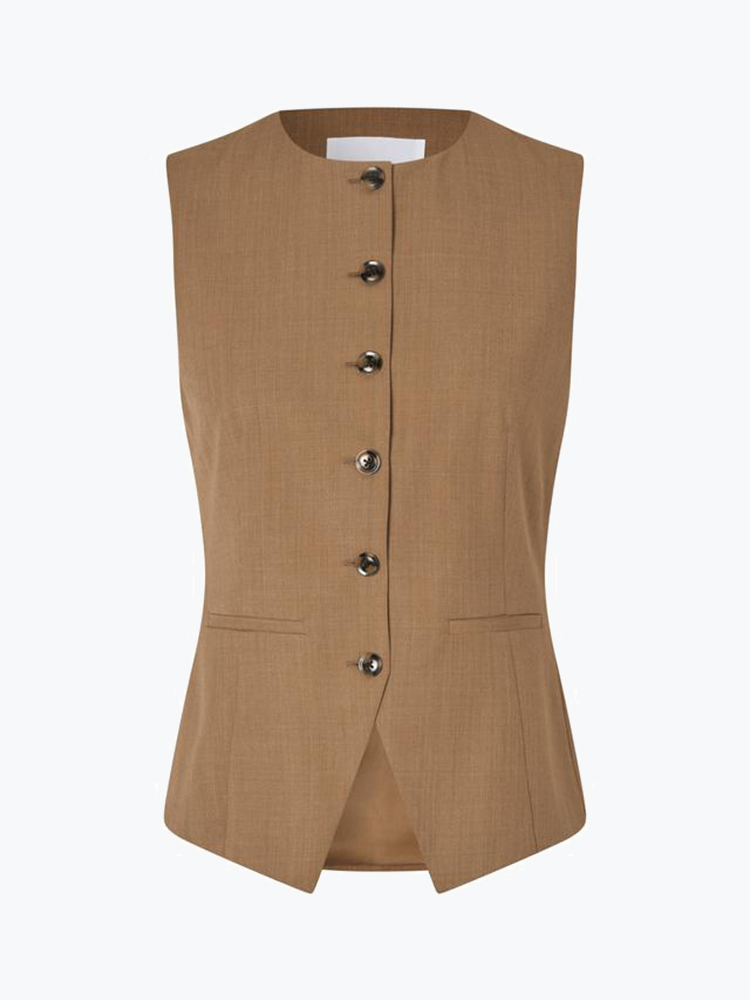 Samsoe Samsoe Samsoe Samsoe - Saruma Vest 15449 Otter Mel. - Vesten - Dames Grijs Vesten
