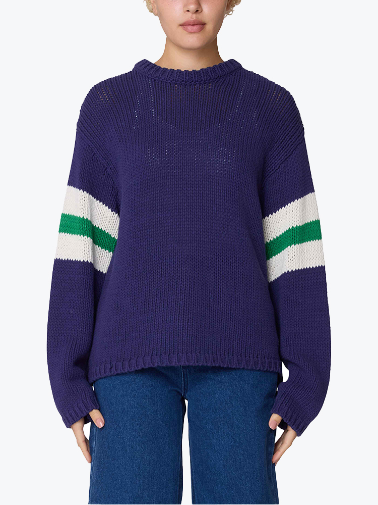Obey Obey - Zone stripe sweater Navy - Truien - Dames Blauw Truien