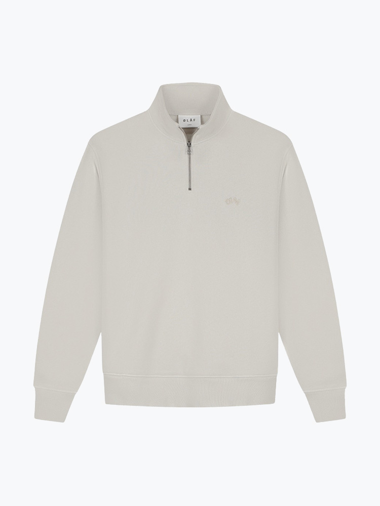 OLAF Olaf - Signature Zip Mock Cement - Truien - Heren Beige Truien