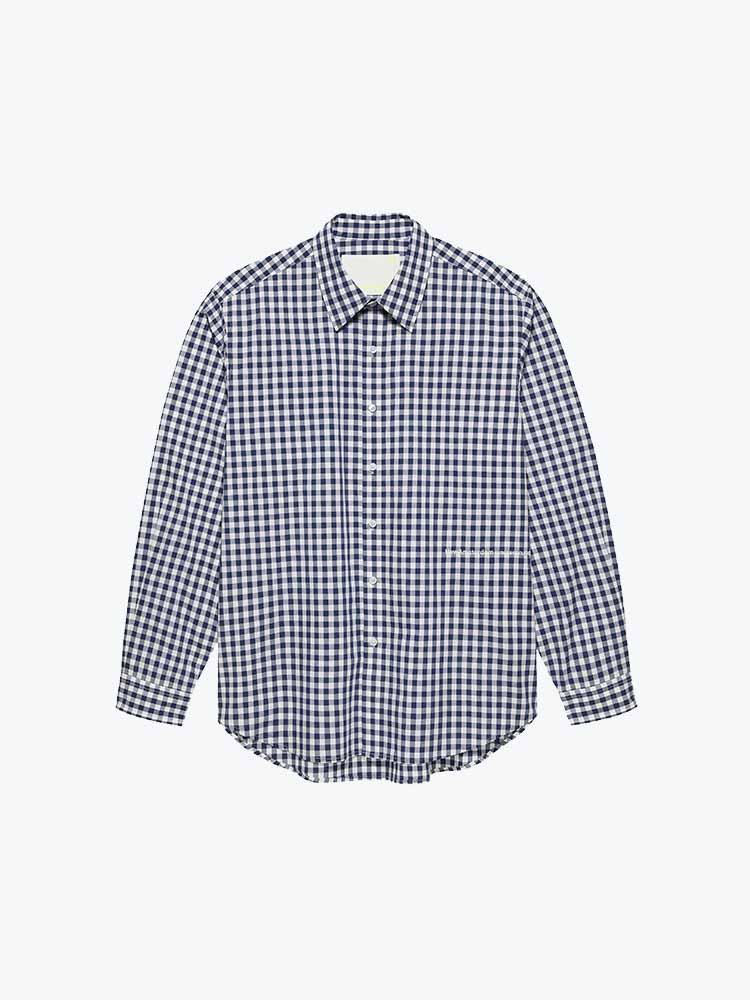 New Amsterdam Surf Association New Amsterdam Surf Association - Beach Shirt Poplin Navy Check - Overhemden - Heren Blauw Overhemden