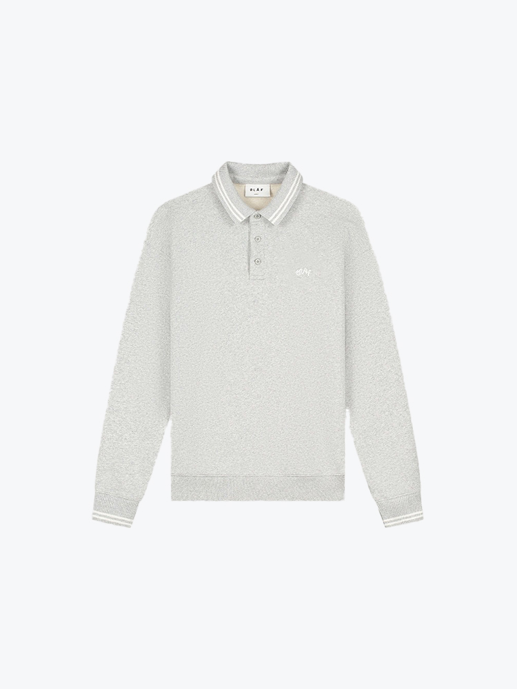 OLAF Olaf - Tipping Detail Oversized Polo Htr Grey - Truien - Heren Grijs Truien