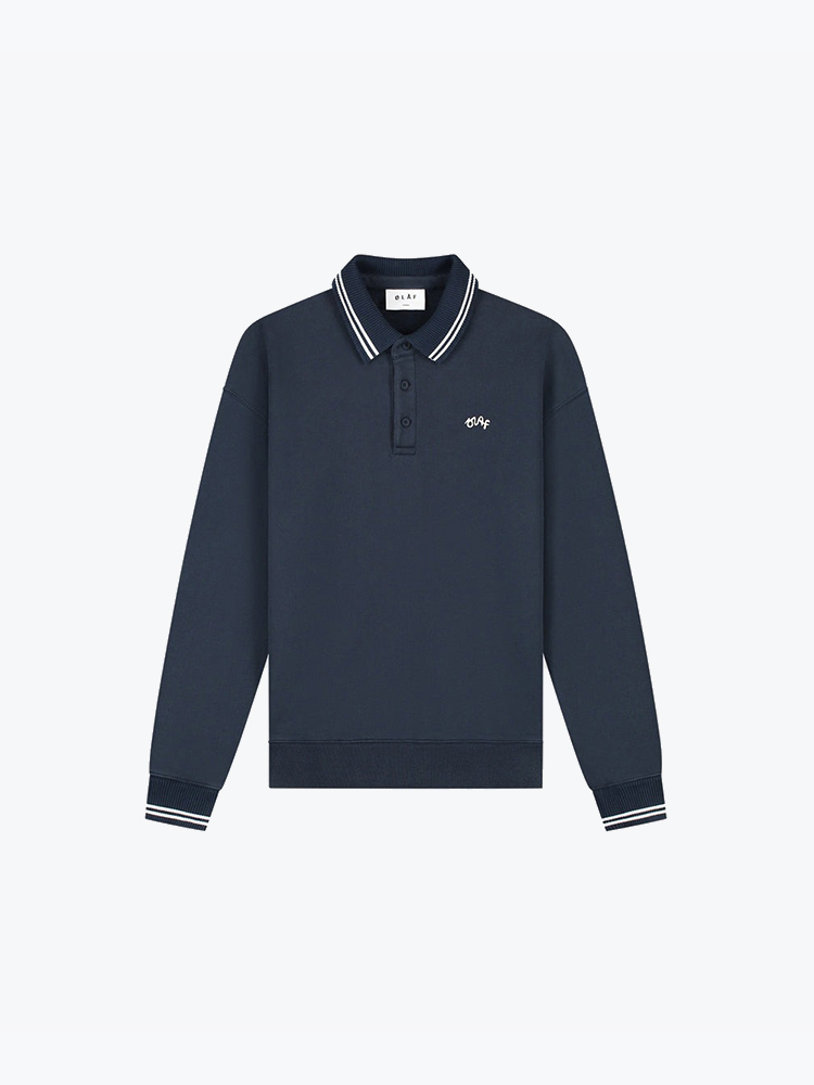OLAF Olaf - Tipping Detail Oversized Polo Navy - Truien - Heren Blauw Truien