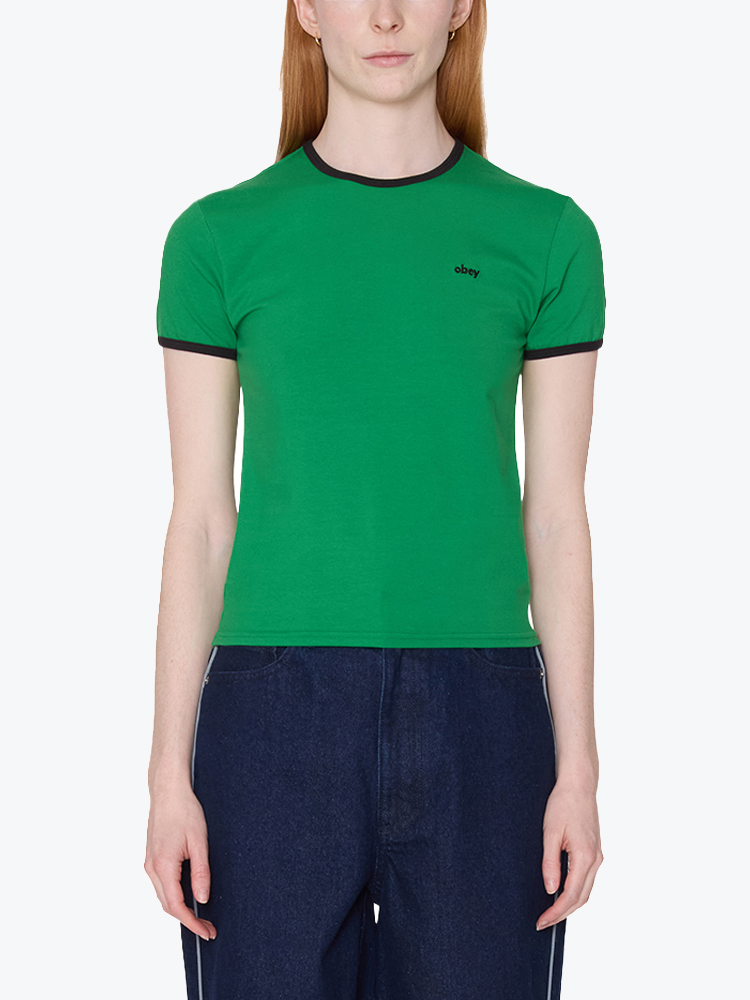 Obey Obey - Duvall Ringer Ss Green - T-Shirts - Dames Groen T-shirts