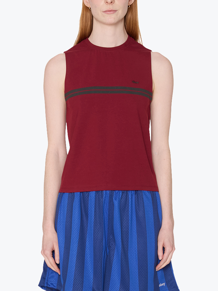 Obey Obey - Freya Stripe Tank Red - T-Shirts - Dames Rood T-shirts