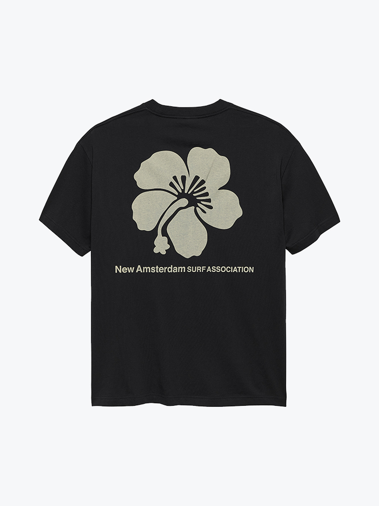 New Amsterdam Surf Association New Amsterdam Surf Association - Hibiscus Tee Black Black - T-Shirts - Heren Zwart T-Shirts