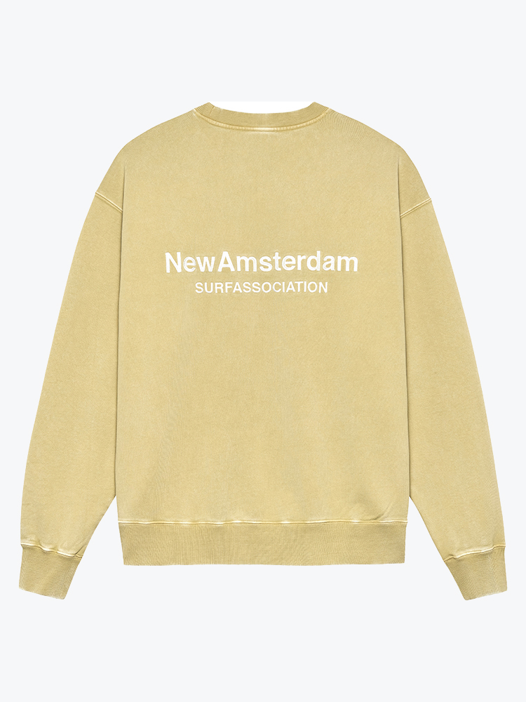 New Amsterdam Surf Association New Amsterdam Surf Association - Logo Crewneck Yellow Stone Stone - Truien - Heren Grijs Truien