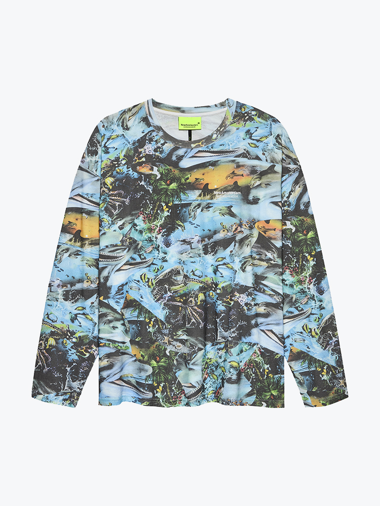 New Amsterdam Surf Association New Amsterdam Surf Association - Dolphin Longsleeve Aop Aop - T-Shirts - Heren Multi T-Shirts