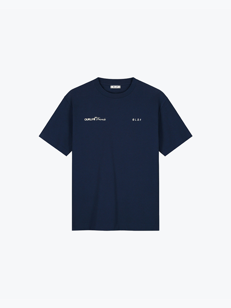 OLAF Olaf - Script Friends Boxy Tee Navy - T-Shirts - Heren Blauw T-Shirts