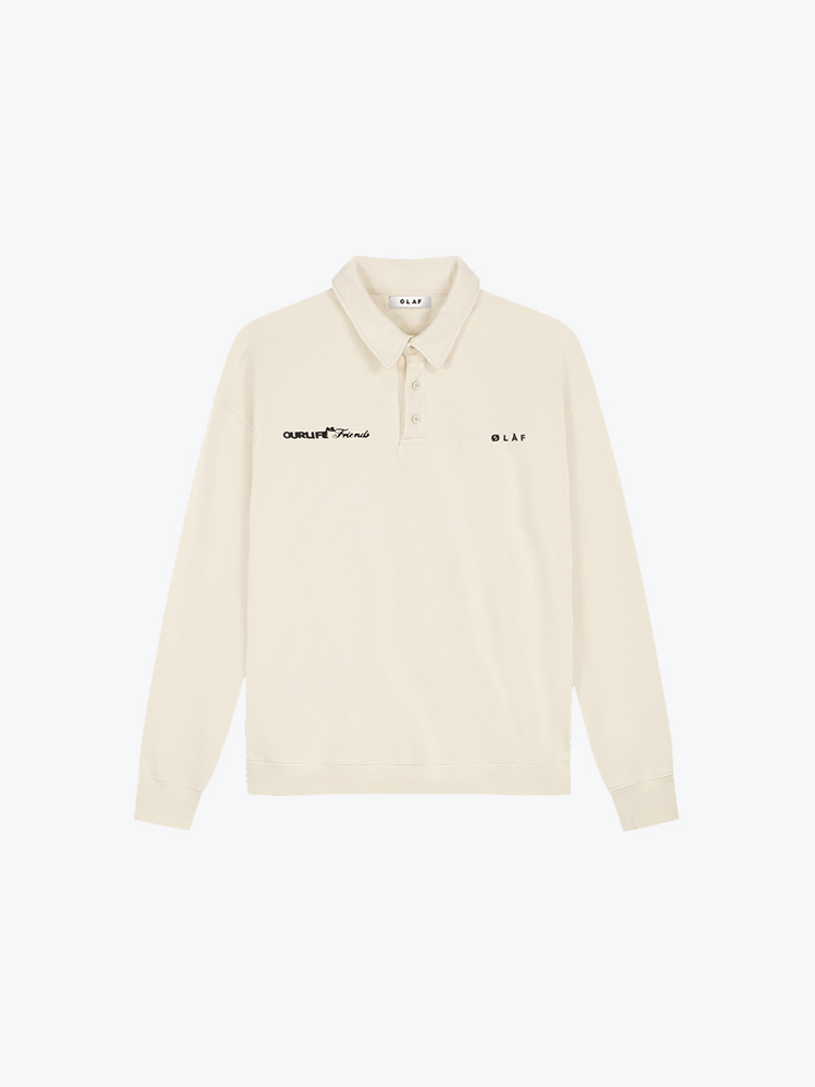OLAF Olaf - Script Friends Oversized Polo Offwhite - Truien - Heren Wit Truien