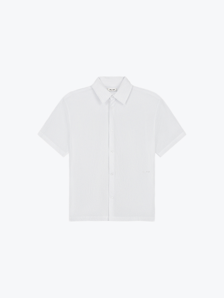 OLAF Olaf - Stripe Boxy Ss Shirt Optical White - Overhemden - Heren Wit Overhemden