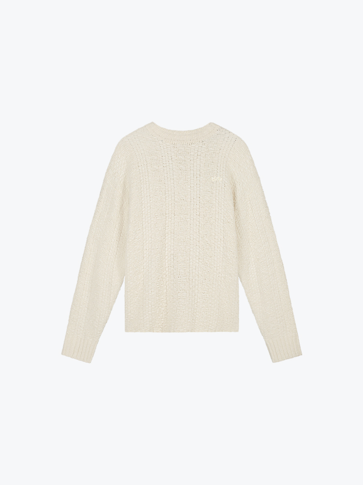 OLAF Olaf - Textured Boxy Knitted Crewneck Offwhite - Truien - Heren Wit Truien