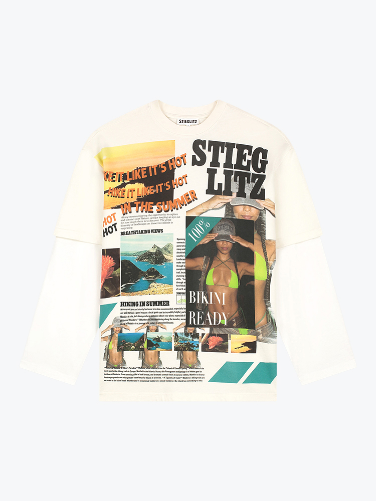 Stieglitz Stieglitz - Dennis Skate Double Longsleeve Off White - T-Shirts - Dames Wit T-shirts