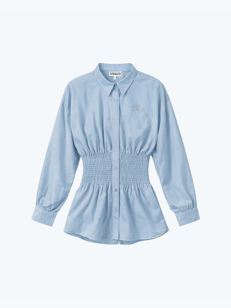 Stieglitz Stieglitz - Amanda Smock Blouse Blue - Blouses - Dames Blauw Blouses