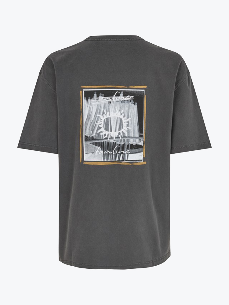 Samsoe Samsoe Samsoe Samsoe - Sagergei T-shirt Black Tanline - T-Shirts - Heren Zwart T-Shirts