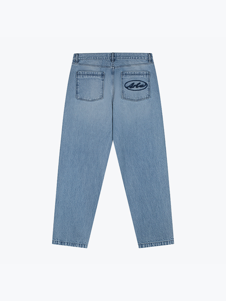 Arte Antwerp Arte Antwerp - Circle Logo Pocket Pants Denim Bleach - Broeken - Heren Blauw Broeken