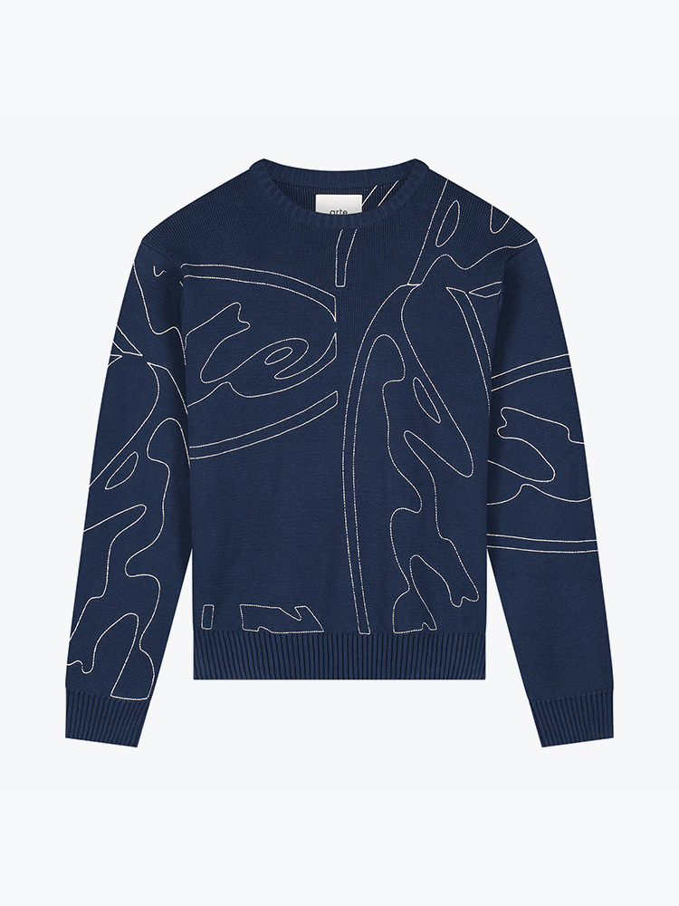 Arte Antwerp Arte Antwerp - Allover Circle Logo Knit Navy - Truien - Heren Blauw Truien