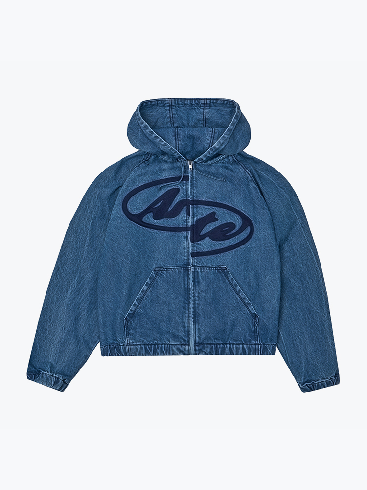 Arte Antwerp Arte Antwerp - Split Logo Denim Hood Jacket Navy - Jassen - Heren Blauw Jassen