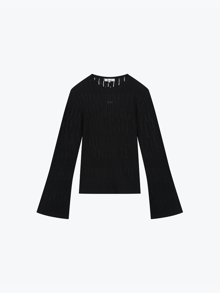 OLAF Olaf - Retro Logo Wide Sleeve Knit Black - Truien - Dames Zwart Truien