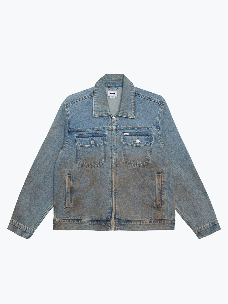 Obey Obey - Obey Base Trucker Jacket Heavy Vintage Light Indigo - Jassen - Heren Blauw Jassen