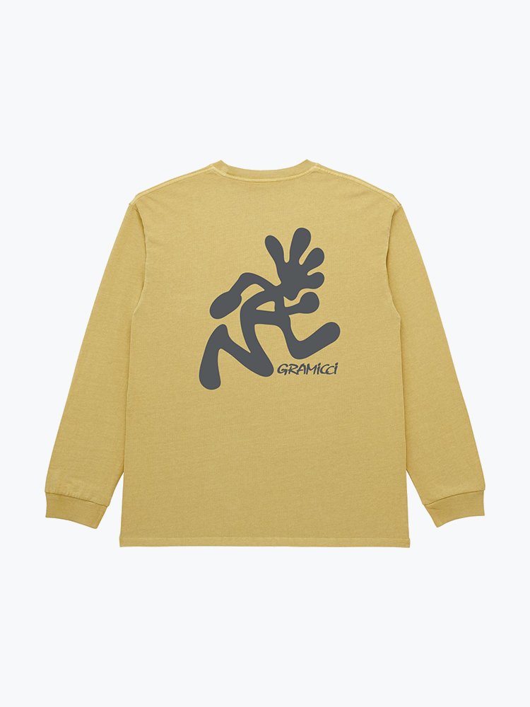 Gramicci Gramicci - Running Man L/S Tee Pigment Dyed Sulphur - T-Shirts - Heren Geel T-Shirts