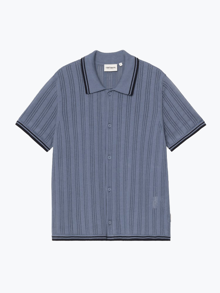 Carhartt WIP Carhartt WIP - W’ S/S Ramsey Knit Shirt Velvet Blue - Blouses - Dames Blauw Blouses