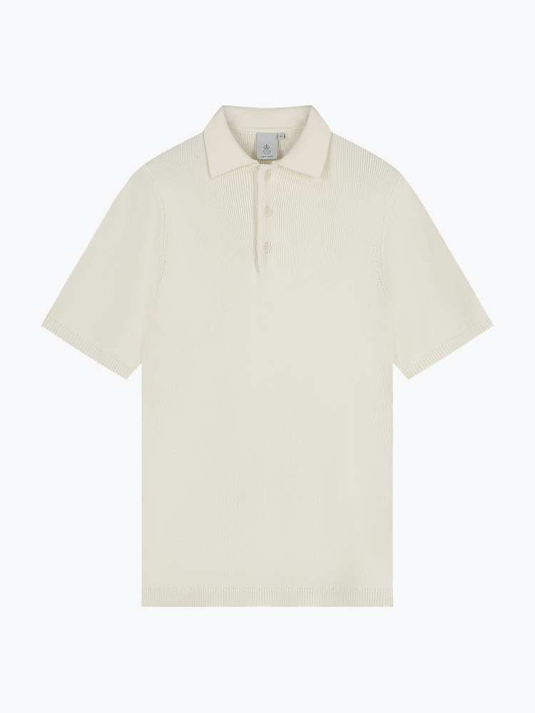 Law Of The Sea Law Of The Sea - Tide Milano Knitted Polo Coconut Milk - Polo - Heren Beige Polo's