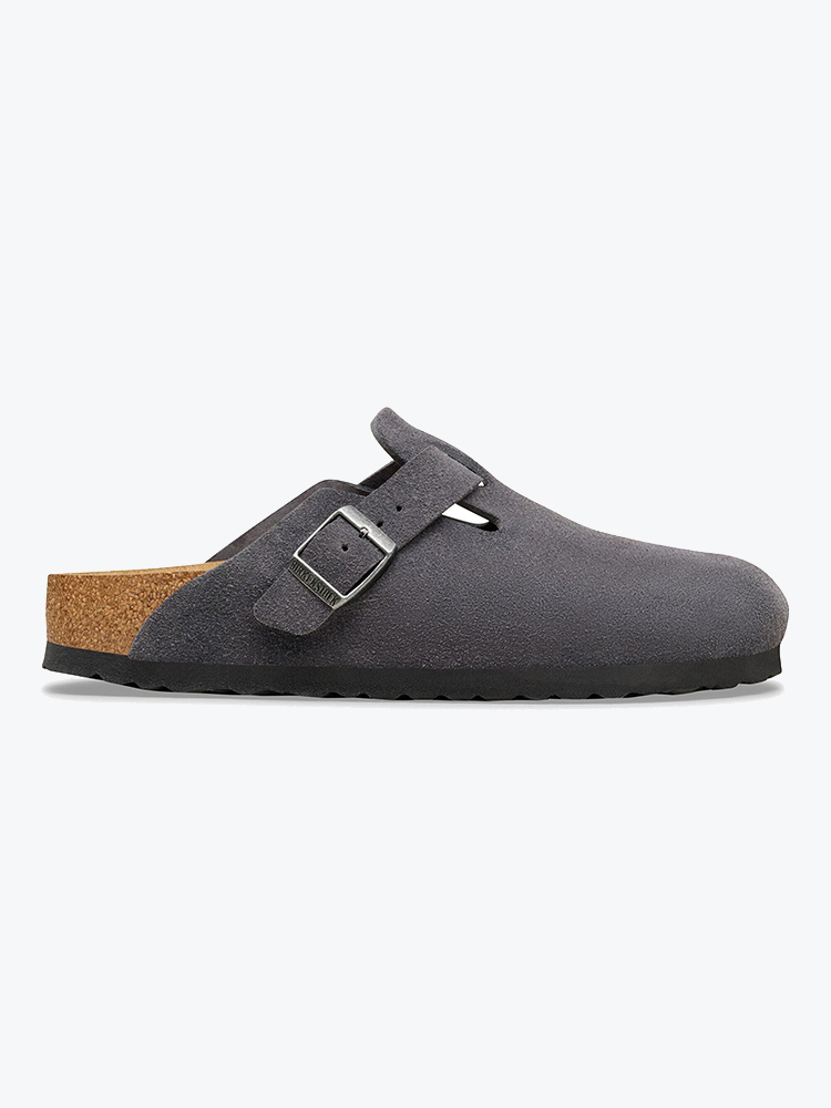 Birkenstock Birkenstock - Boston Suede Leather Charcoal - Schoenen - Heren Grijs Schoenen