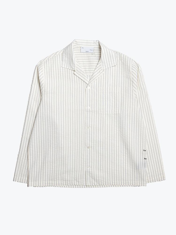 The Savage Report The Savage Report - Striped Tsr Shirt White - Overhemden - Heren Wit Overhemden