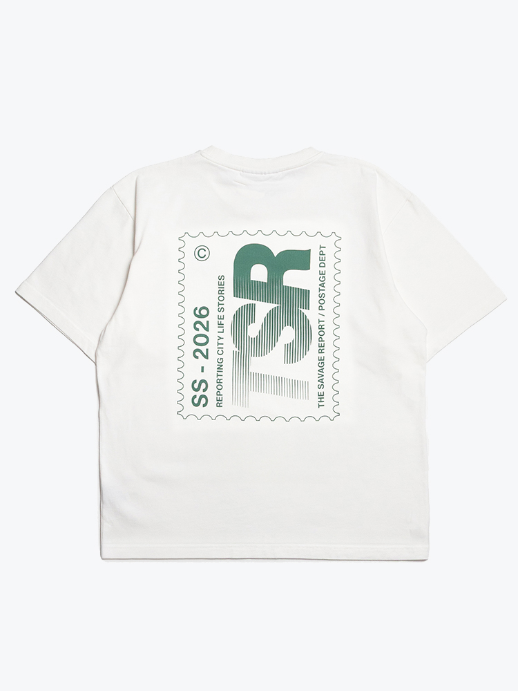 The Savage Report The Savage Report - Stamp T-Shirt Off White - T-Shirts - Heren Wit T-Shirts