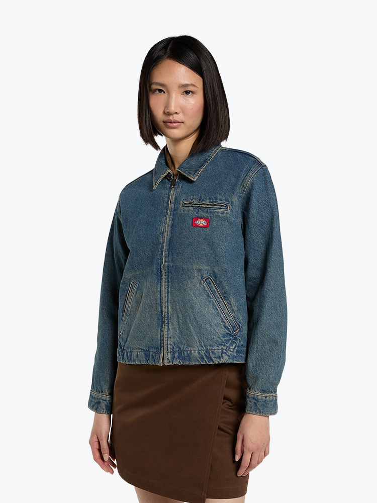 Dickies Dickies - Denim Painter Jacket W Khaki Tntd Blue - Jassen - Dames Beige Jassen