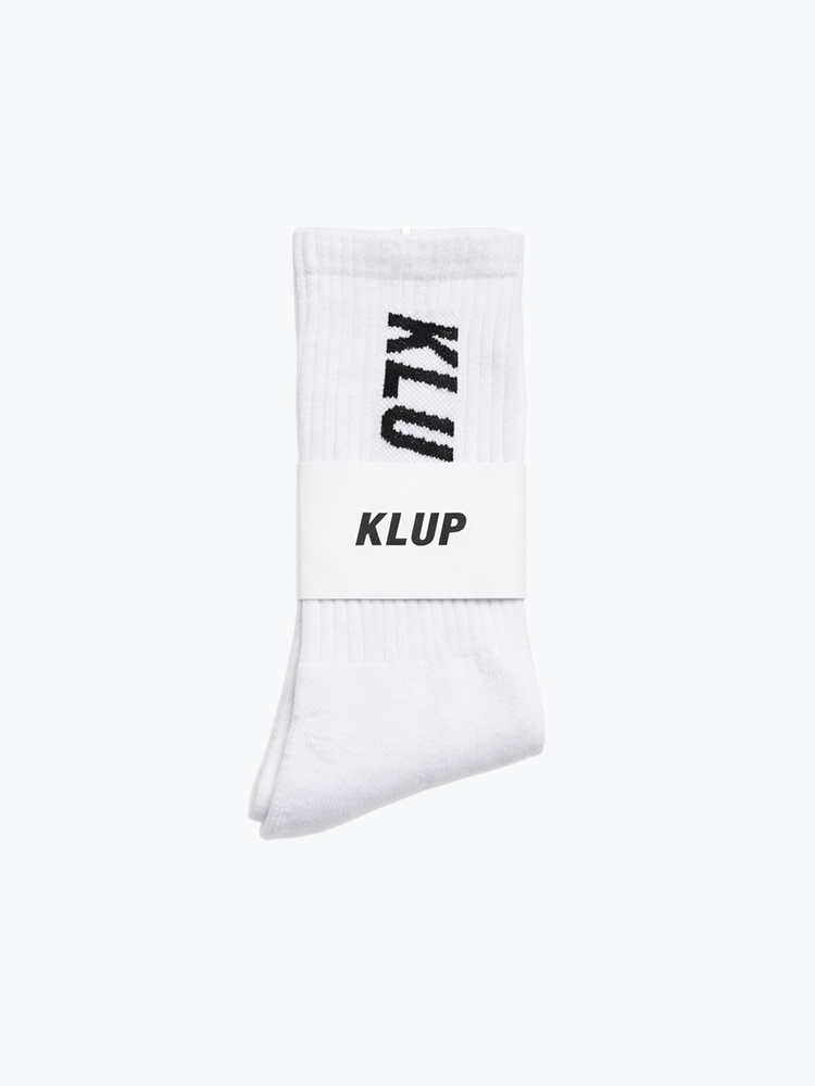 KLUP KLUP - Bold Tag Socks 1-pack White / Black - Sokken - Unisex Wit Sokken