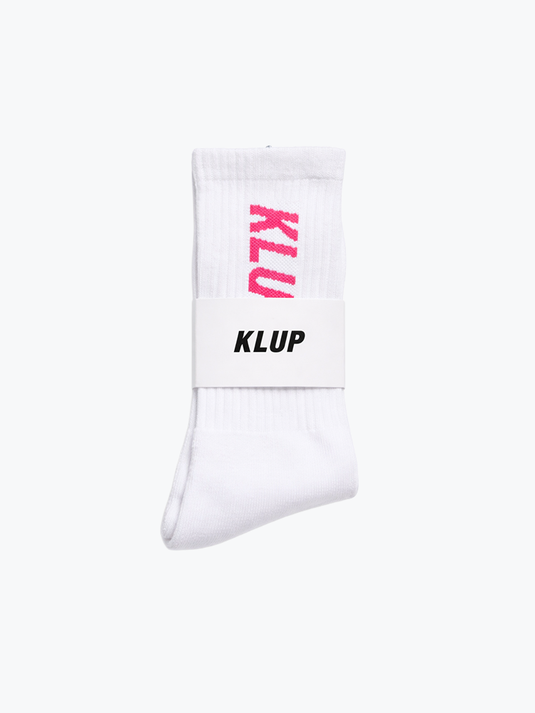 KLUP KLUP - Bold Tag Socks 1-pack White / Pink - Sokken - Unisex Wit Sokken